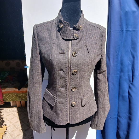 🖤 BCBGMaxAzria NWT Tweed Jacket Sculpted Fit Dual Closure Tailored Small Unique - Picture 1 of 17